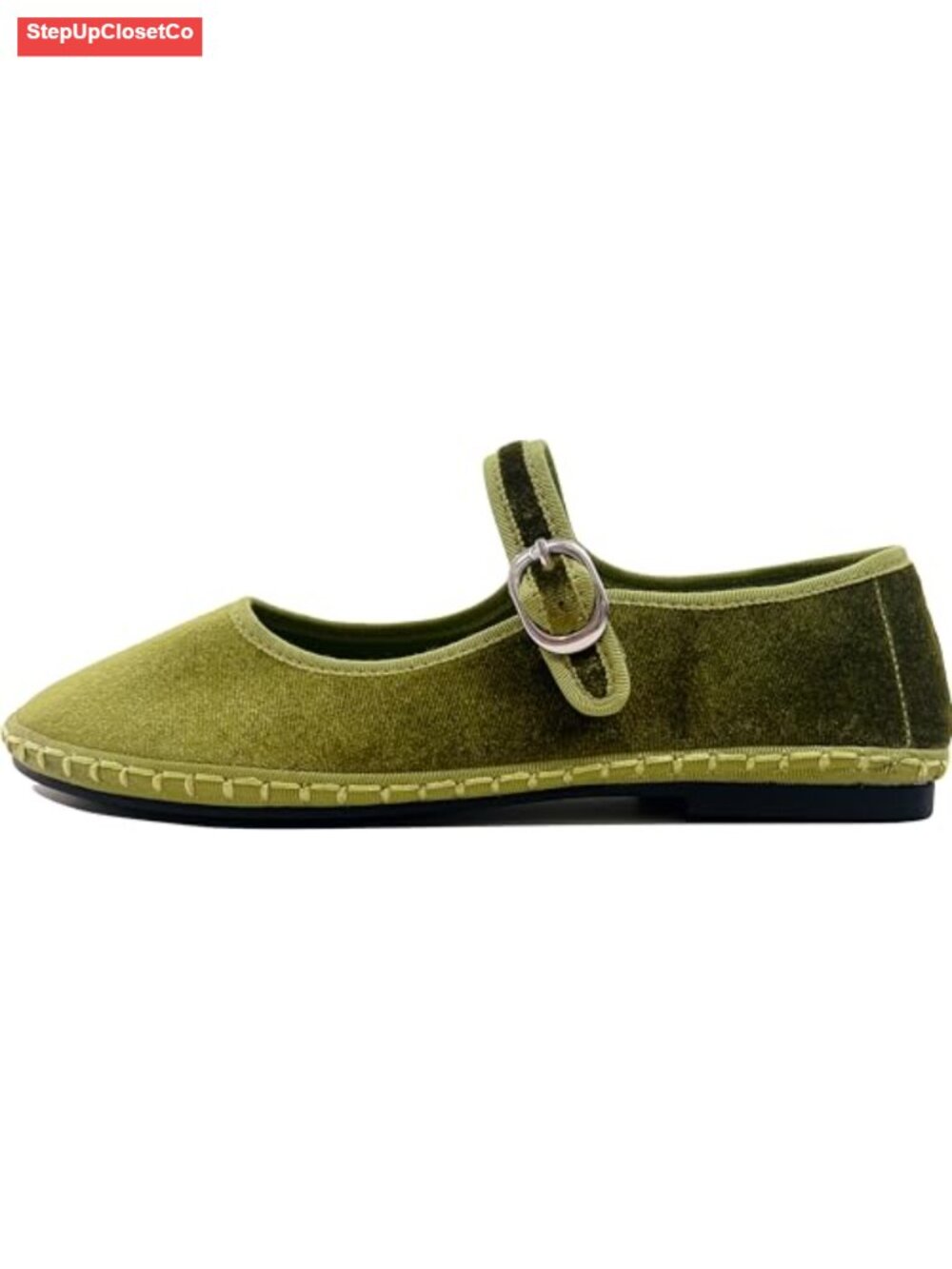 Women's Velvet Mary Jane Flats Round Toe Slip-On